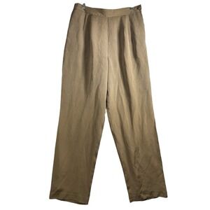 PATRICK Collection‎ Womens Flat Front Pure Silk Pants in Brown Straight Size 12